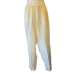 Josephine M Silk Pants trousers elastic waist pull on beige Pockets Casual